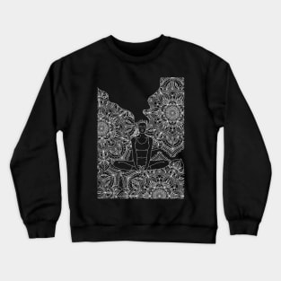 Mandala Meditation Girl Line Art Crewneck Sweatshirt